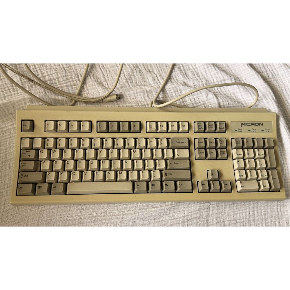 Vintage Micron RT6856TW PS/2 Keyboard NMB Tactile Clicky Retro PC Windows 95